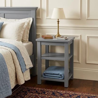 28" Gray Solid Wood Nightstand