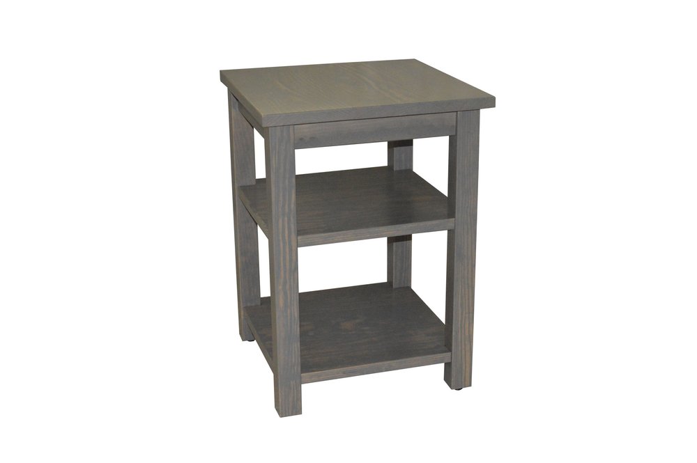 28" Gray Solid Wood Nightstand