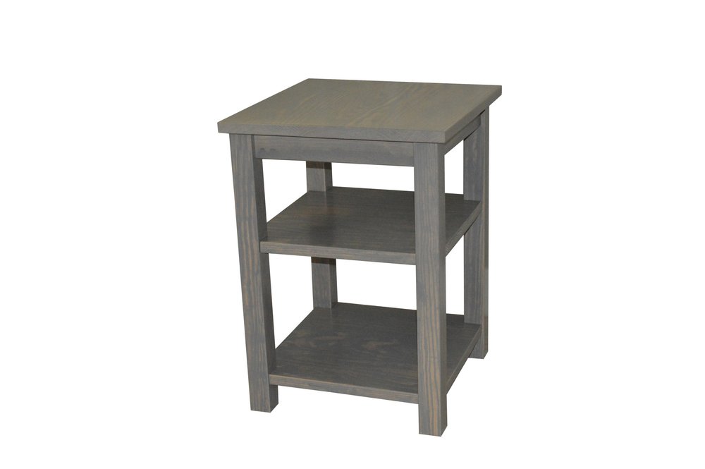 28" Gray Solid Wood Nightstand