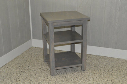 28" Gray Solid Wood Nightstand