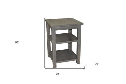 28" Gray Solid Wood Nightstand