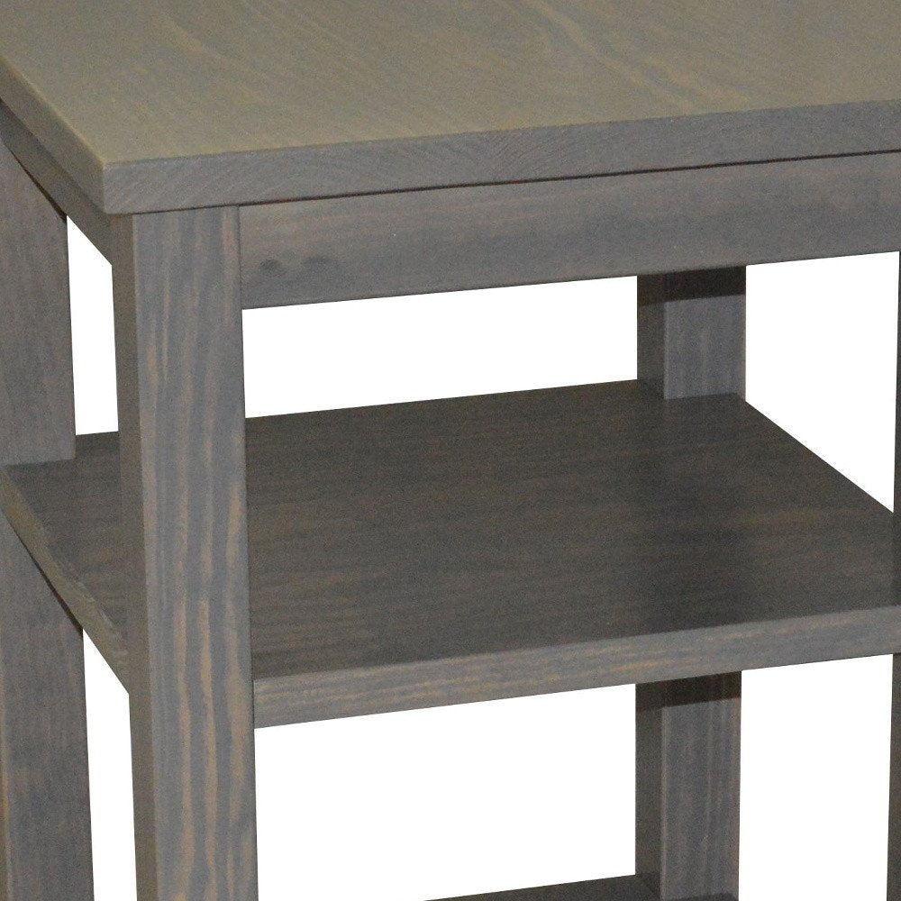 28" Gray Solid Wood Nightstand