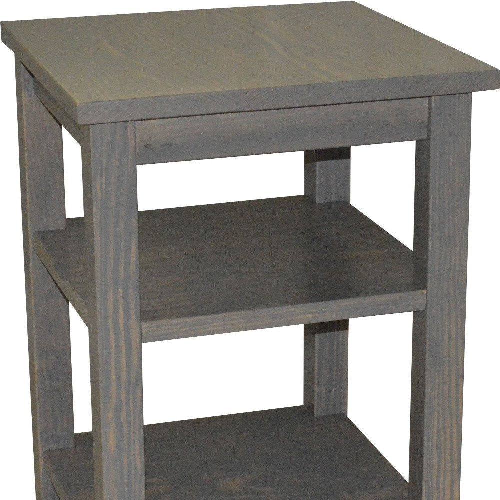28" Gray Solid Wood Nightstand