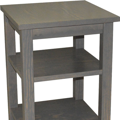 28" Gray Solid Wood Nightstand