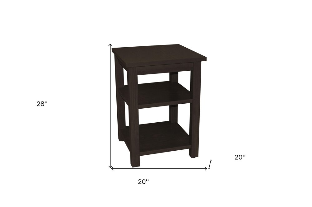 28" Brown Solid Wood Nightstand