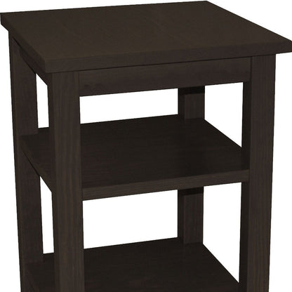 28" Brown Solid Wood Nightstand