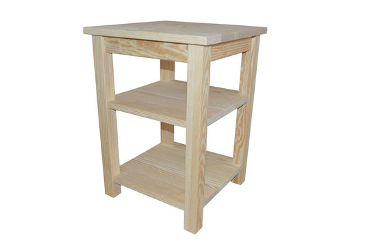 28" Tan Solid Wood Nightstand