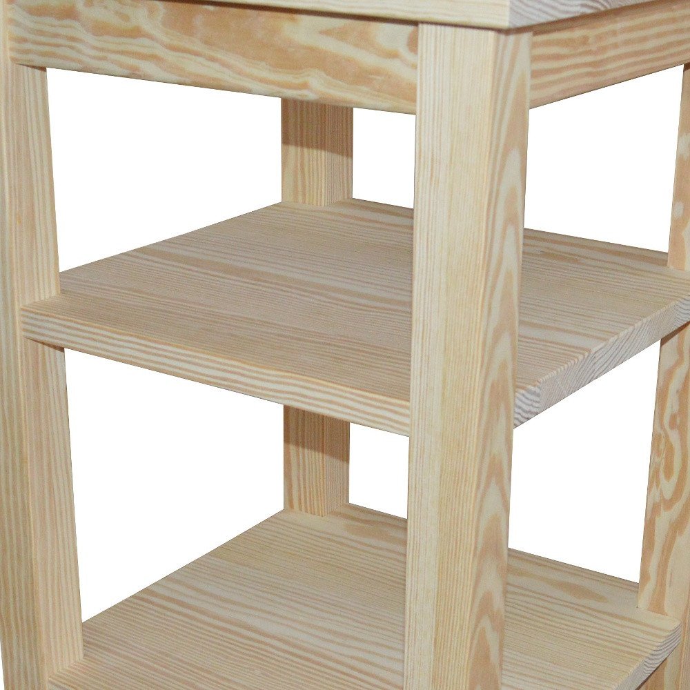 28" Tan Solid Wood Nightstand