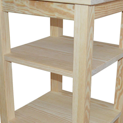 28" Tan Solid Wood Nightstand