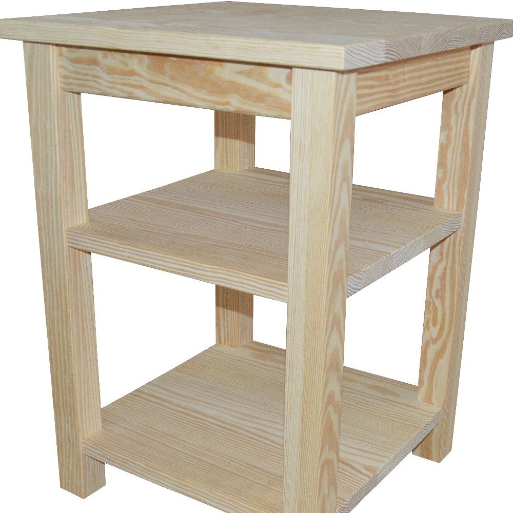28" Tan Solid Wood Nightstand