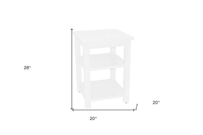 28" White Solid Wood Nightstand