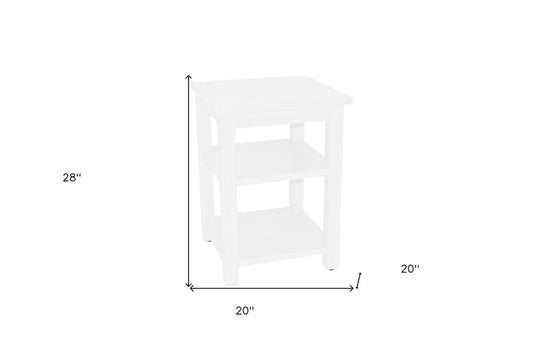 28" White Solid Wood Nightstand