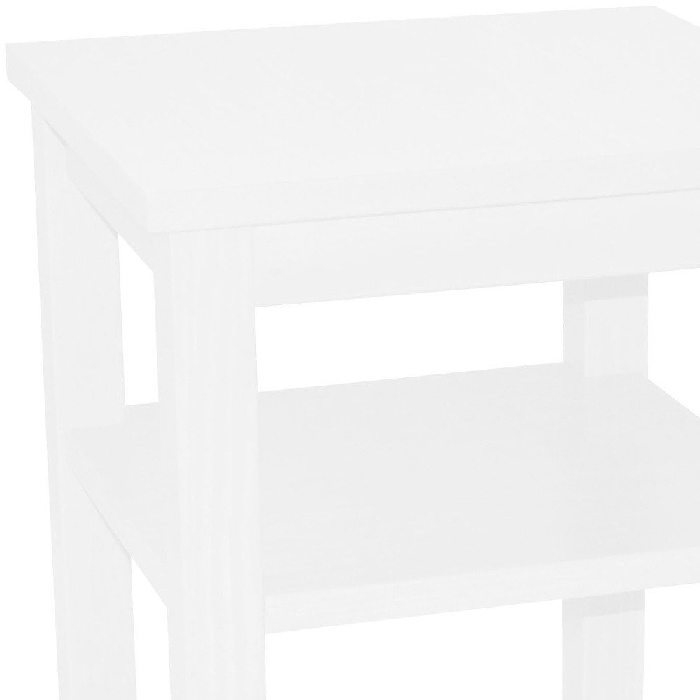28" White Solid Wood Nightstand