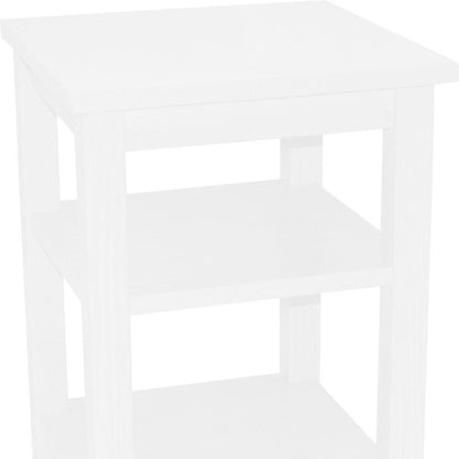 28" White Solid Wood Nightstand