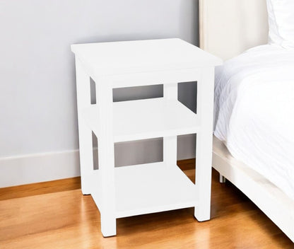 28" White Solid Wood Nightstand