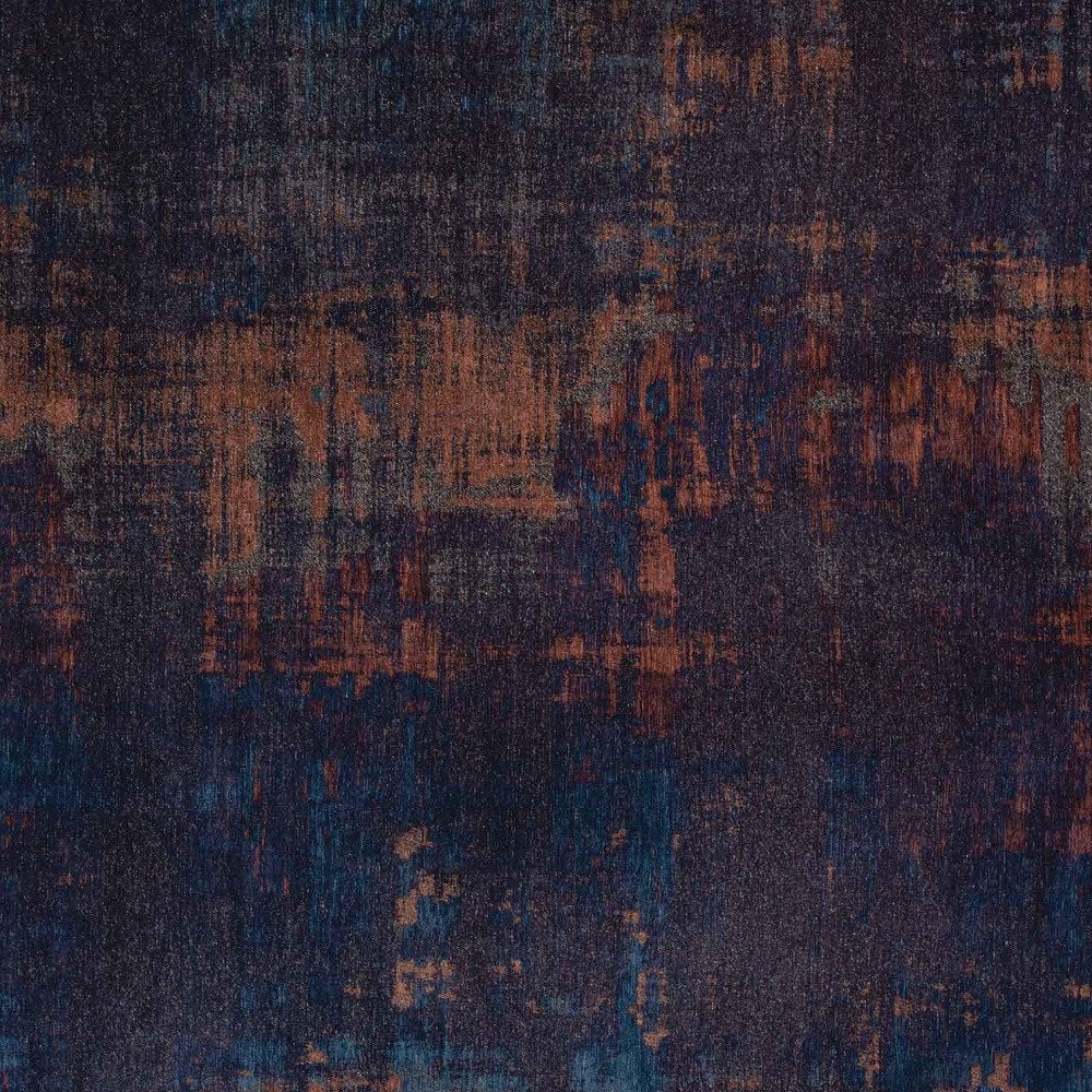 7' X 9' Blue and Brown Abstract Non Skid Area Rug