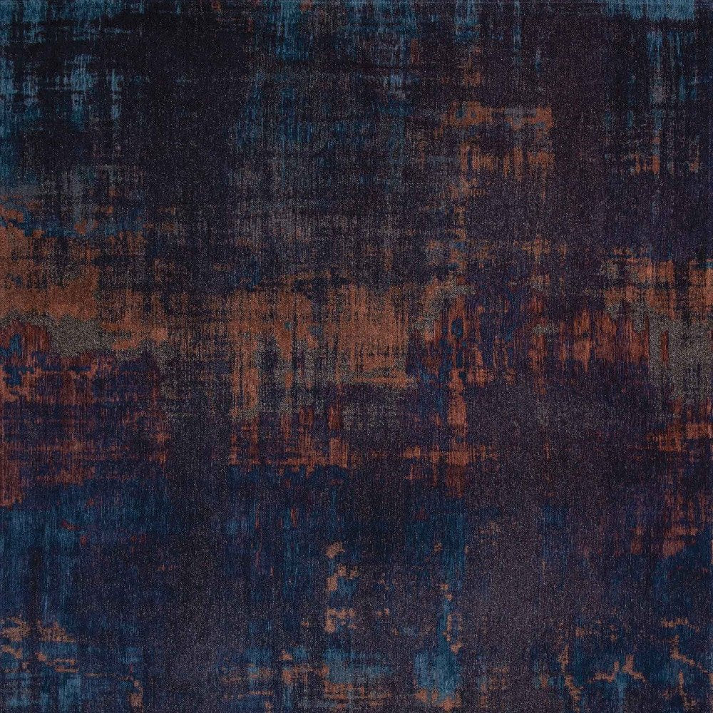 7' X 9' Blue and Brown Abstract Non Skid Area Rug
