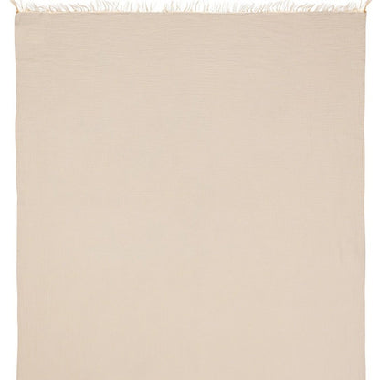 47" X 60" Beige Cotton Woven Turkish Towel Throw Blanket with Fringe