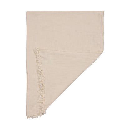 47" X 60" Blue Cotton Woven Turkish Towel Throw Blanket with Fringe