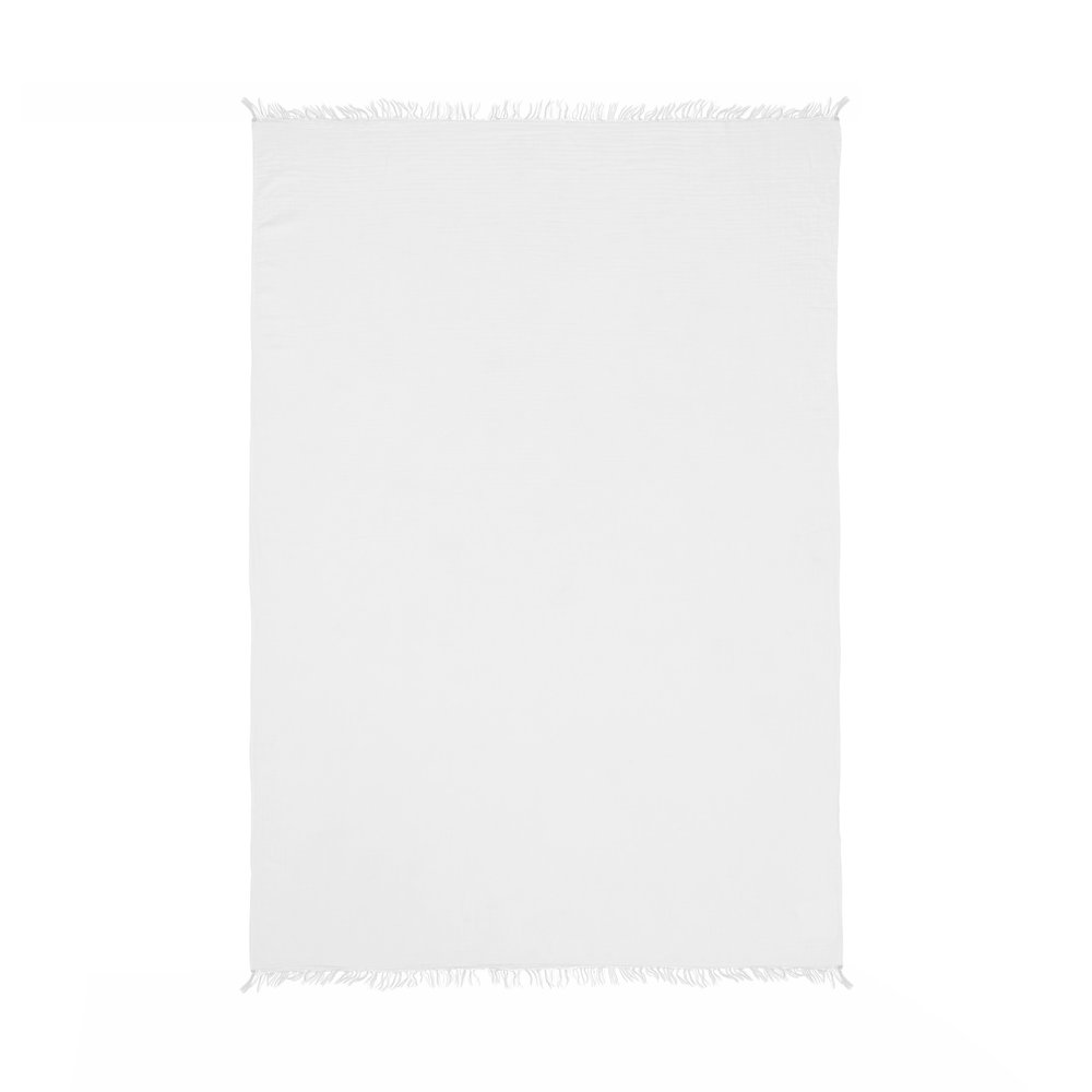 47" X 60" Beige Cotton Woven Turkish Towel Throw Blanket with Fringe