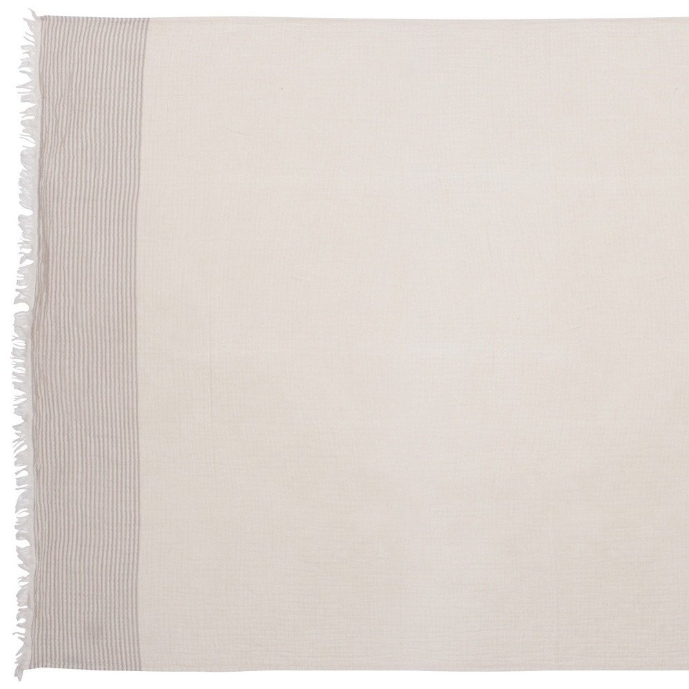 47" X 60" Blue and Ivory Cotton Woven Striped Throw Blanket with Fringe