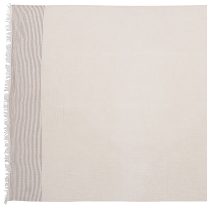 47" X 60" Blue and Ivory Cotton Woven Striped Throw Blanket with Fringe