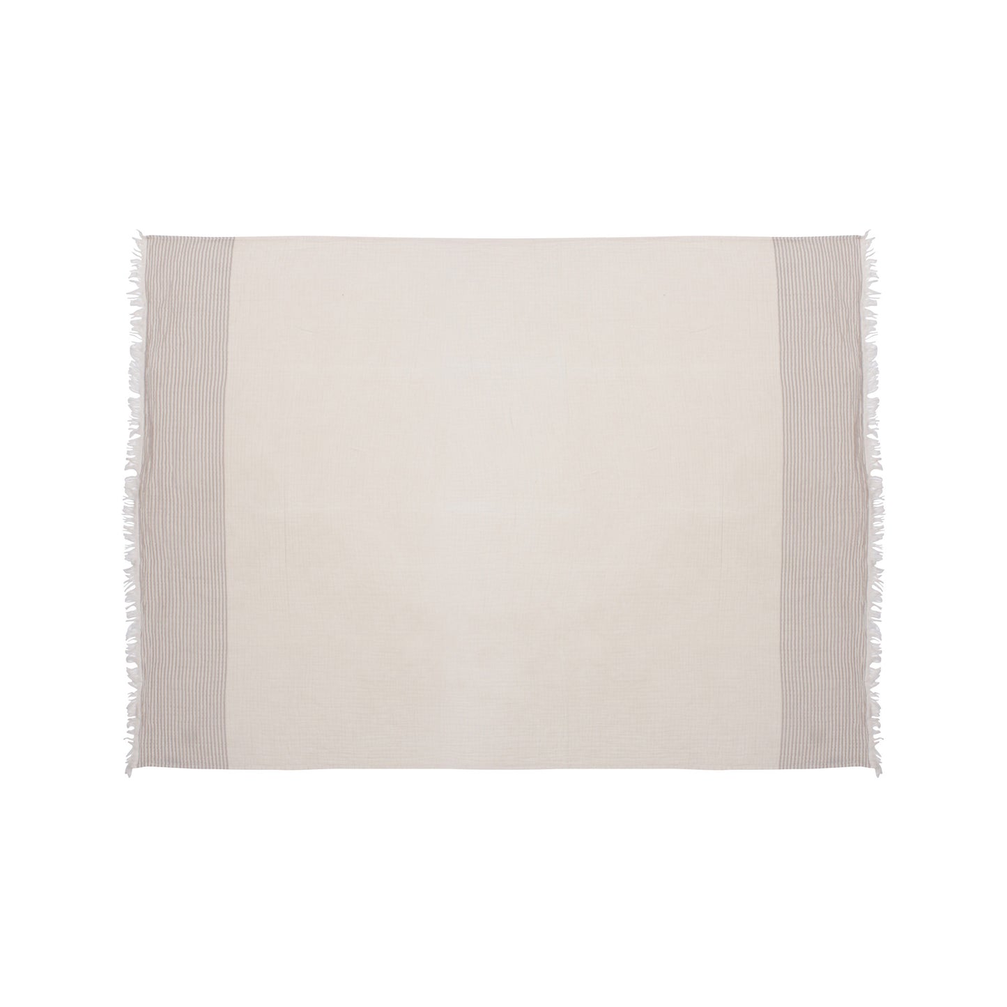 47" X 60" Blue and Ivory Cotton Woven Striped Throw Blanket with Fringe