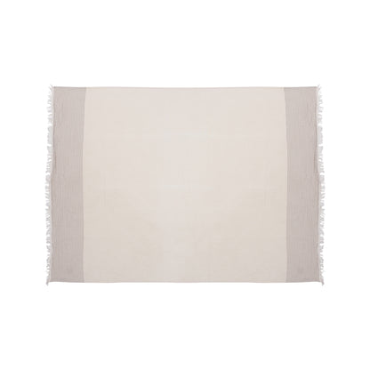 47" X 60" Blue and Ivory Cotton Woven Striped Throw Blanket with Fringe