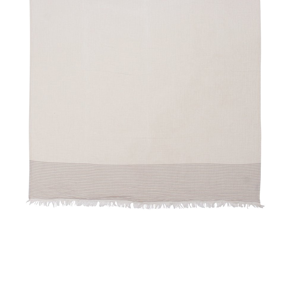 47" X 60" Blue and Ivory Cotton Woven Striped Throw Blanket with Fringe