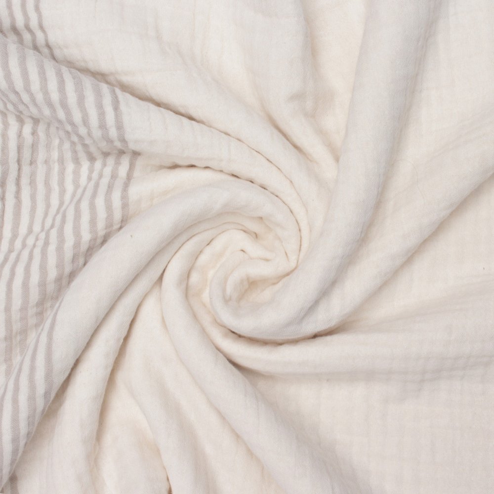 47" X 60" Blue and Ivory Cotton Woven Striped Throw Blanket with Fringe