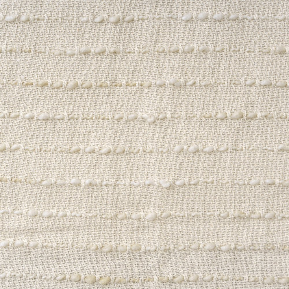 50" X 60" White and Beige Cotton Blend Woven Striped Throw Blanket with Fringe