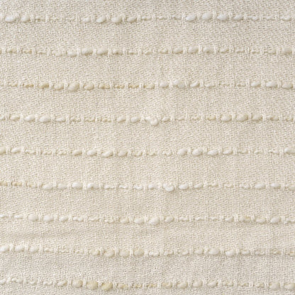 50" X 60" White and Beige Cotton Blend Woven Striped Throw Blanket with Fringe