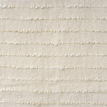 50" X 60" White and Beige Cotton Blend Woven Striped Throw Blanket with Fringe