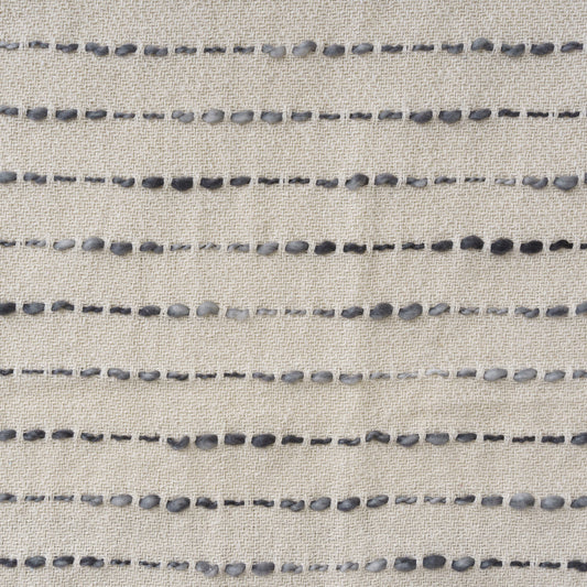 50" X 60" White and Beige Cotton Blend Woven Striped Throw Blanket with Fringe