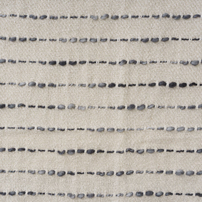 50" X 60" White and Beige Cotton Blend Woven Striped Throw Blanket with Fringe