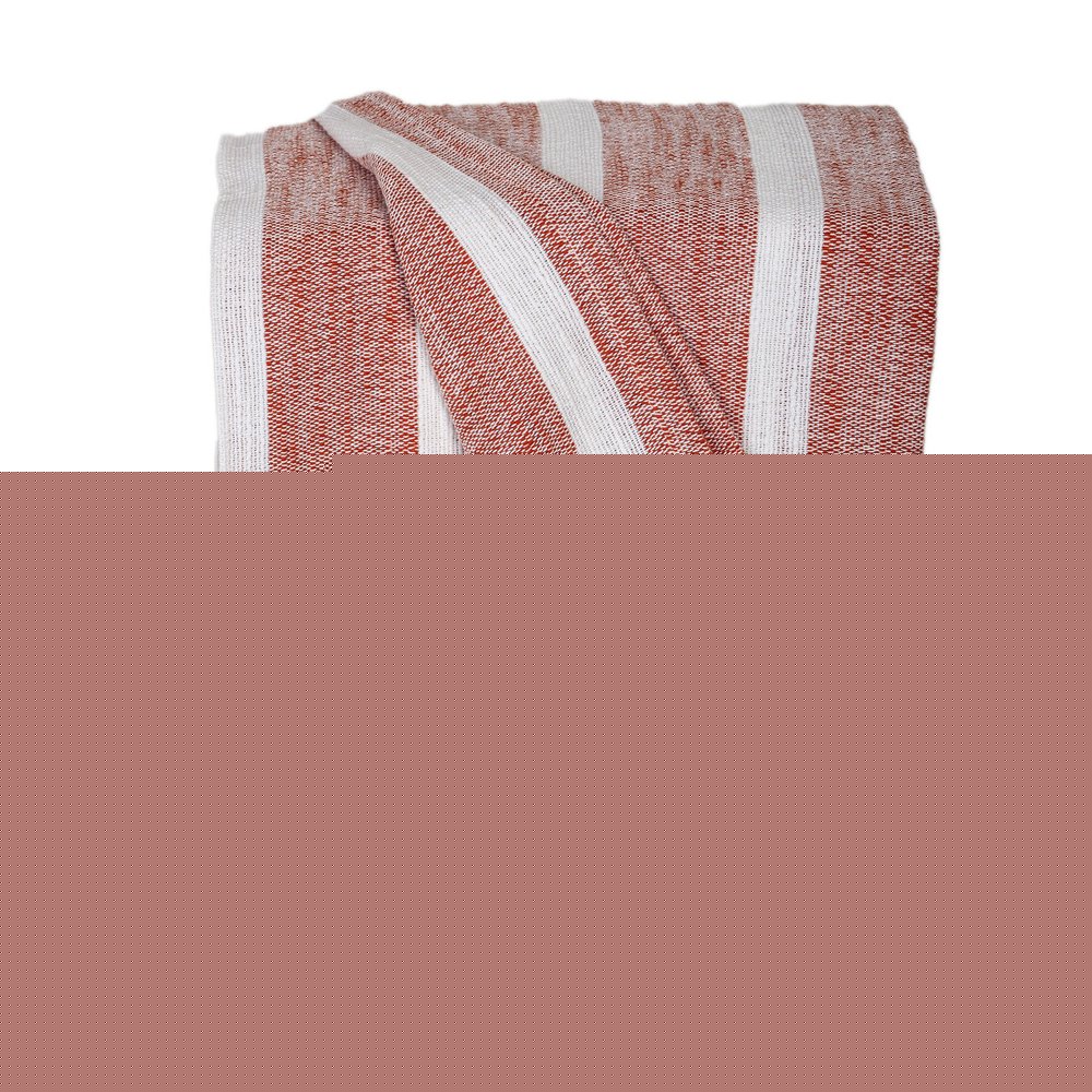 50" X 60" Rust Woven Cotton Striped Throw Blanket with Tassels