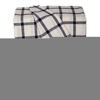 50" X 60" Black and Off White Cotton Woven Plaid Throw Throw Blanket with Fringe