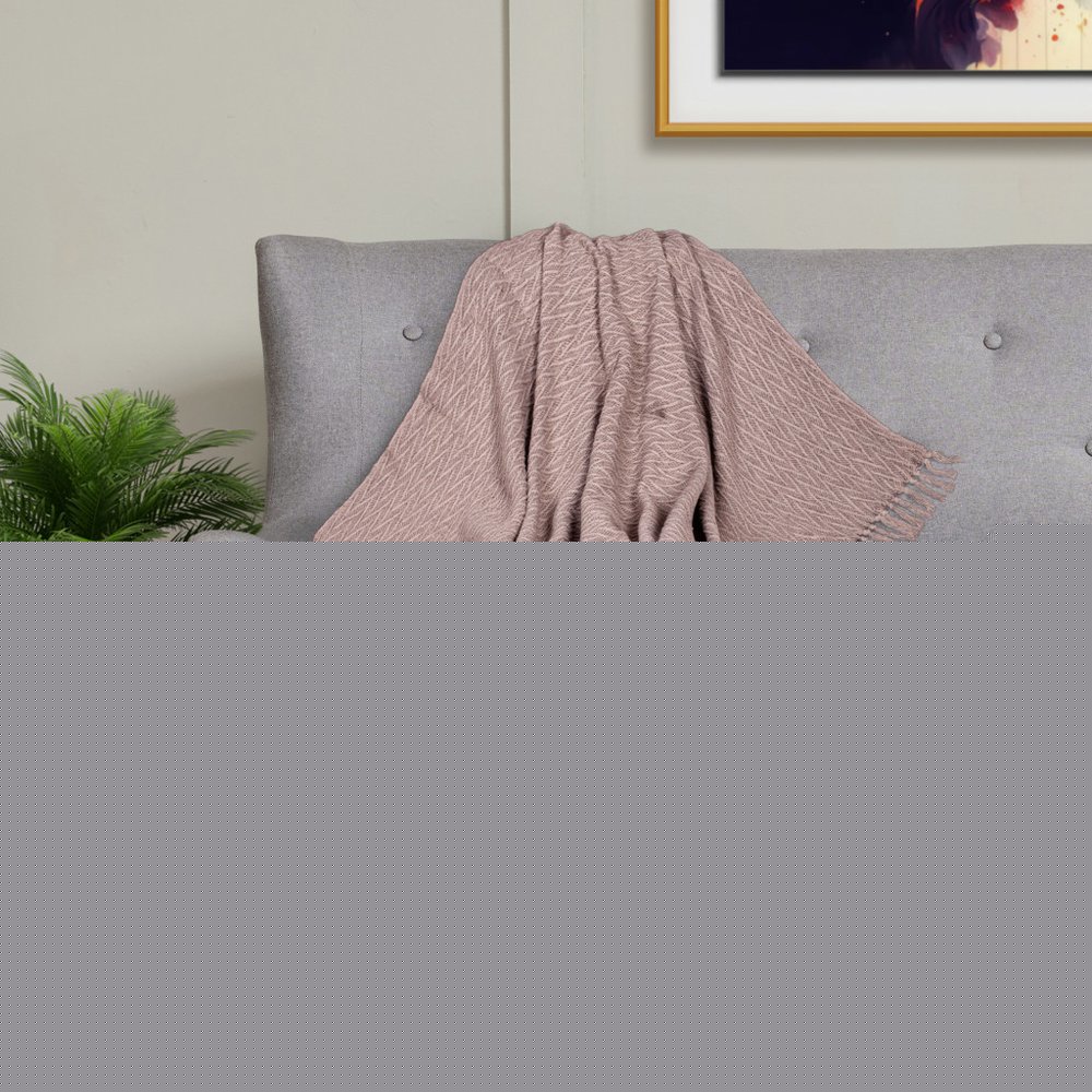 52" X 67" Brown Woven Cotton Chevron Throw Blanket with Fringe