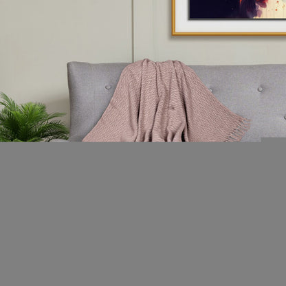 52" X 67" Brown Woven Cotton Chevron Throw Blanket with Fringe