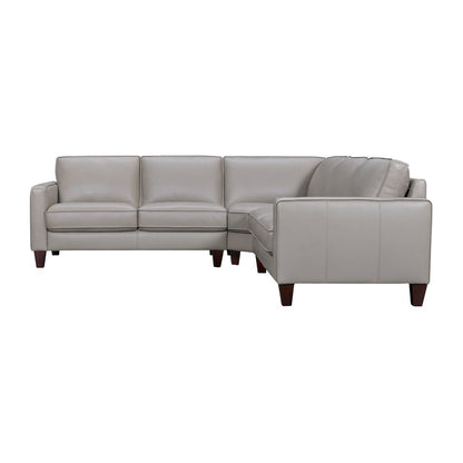 Gray Leather L Shaped Three Piece Corner Sectional
