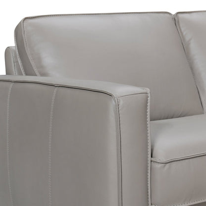 Gray Leather L Shaped Three Piece Corner Sectional