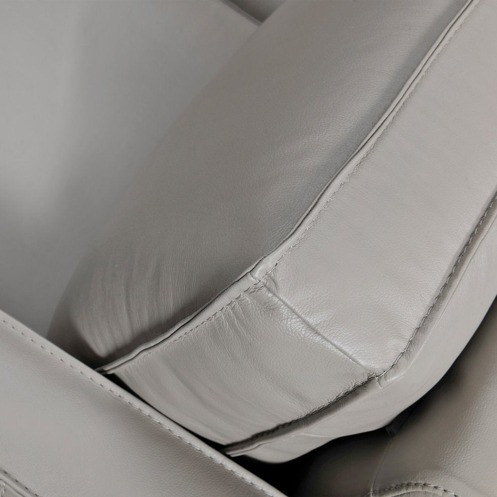 Gray Leather L Shaped Three Piece Corner Sectional