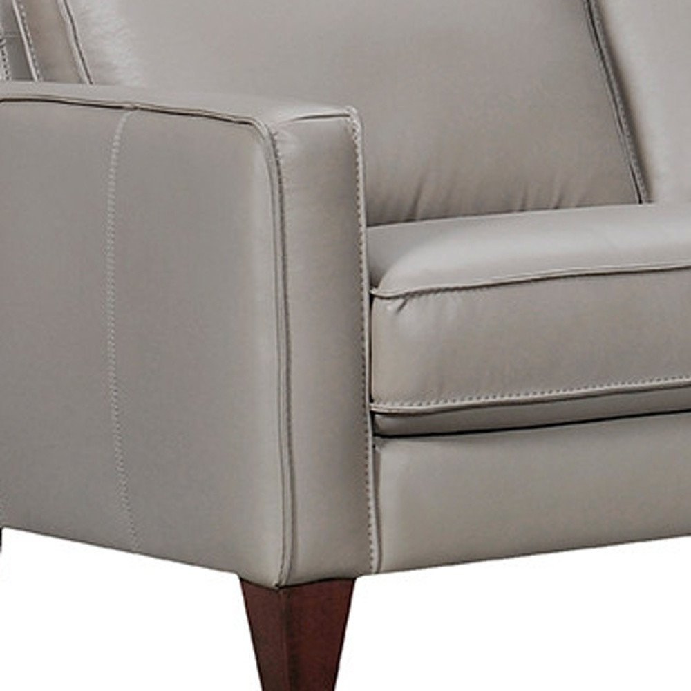 Gray Leather L Shaped Three Piece Corner Sectional