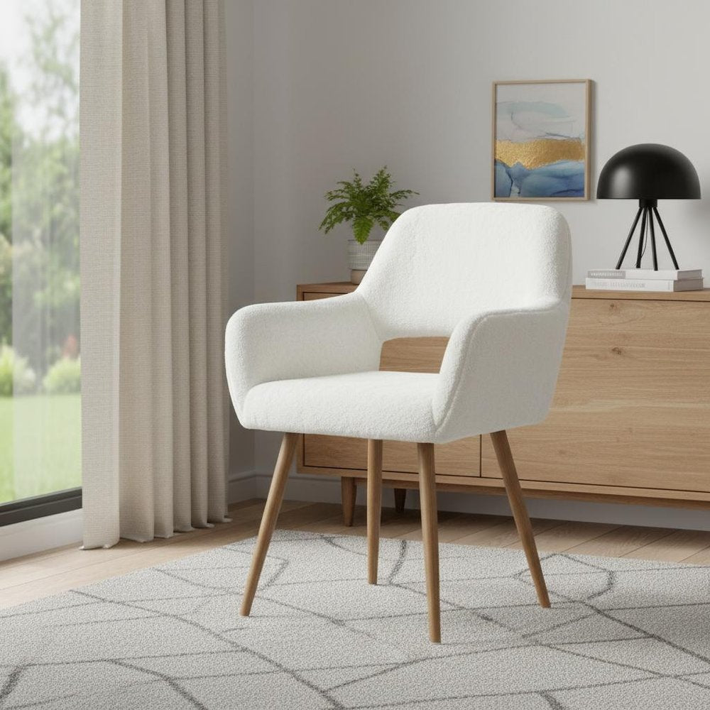 23" White and Brown Faux Fur Arm Chair