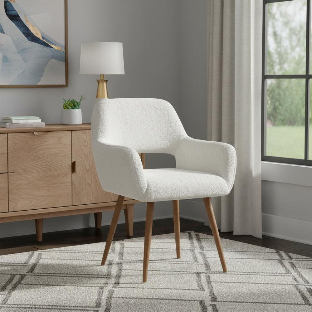 23" White and Brown Faux Fur Arm Chair