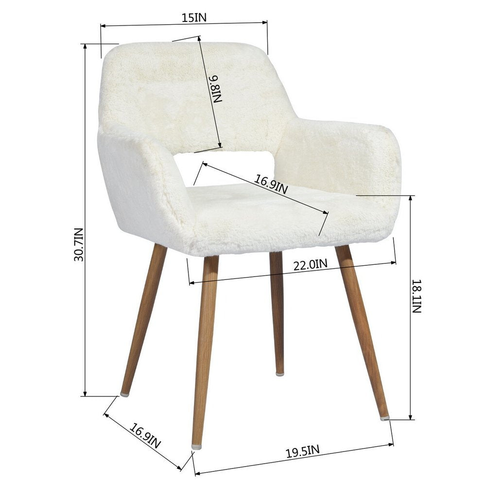 23" White and Brown Faux Fur Arm Chair