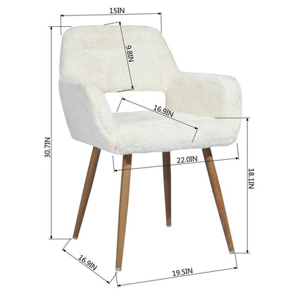 23" White and Brown Faux Fur Arm Chair