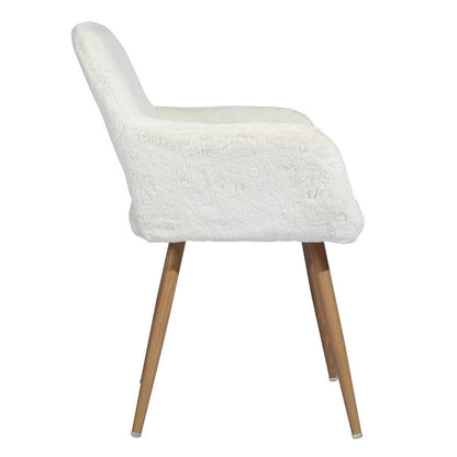 23" White and Brown Faux Fur Arm Chair