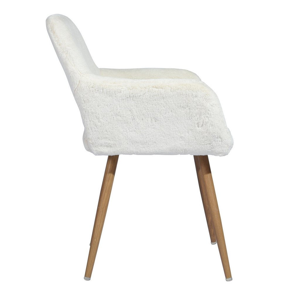 23" White and Brown Faux Fur Arm Chair