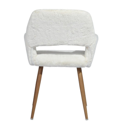 23" White and Brown Faux Fur Arm Chair